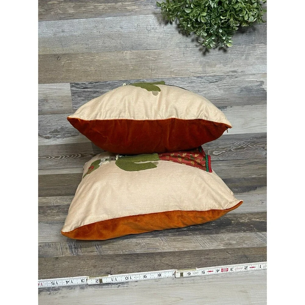 Vintage European Appliqué Folk Art 14” Pillow Set
